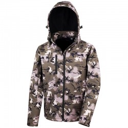 Plain Camo TX performance hooded softshell jacket Result 320 GSM